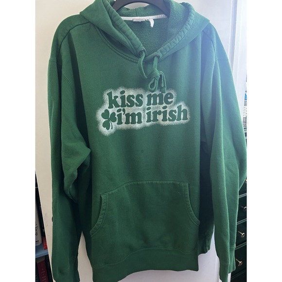 Green Hoodie From Old Navy, Size XXL With Logo, "Kiss Me, I'm Irish" - Picture 1 of 4